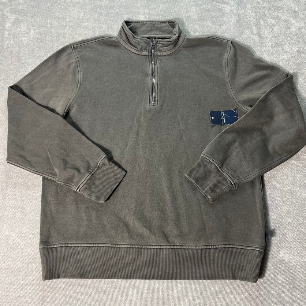 Lucky Brand Mens Quarter Zip Sweatshirt Large Green Cotton Pullover Gorpcore